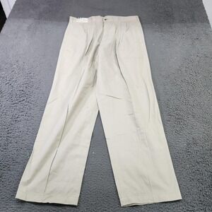 Pants Mens 35x30 Beige Pleated Chino Straight Leg Dress Casual Business Workwear